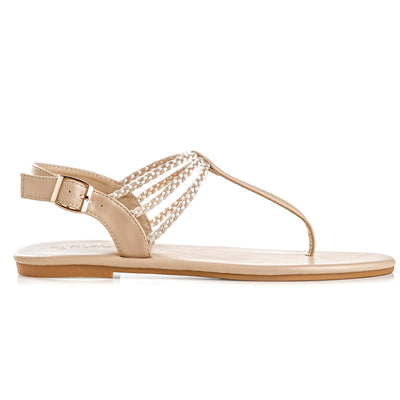 Plaka Rappel Flat Thong Sandals | Nude