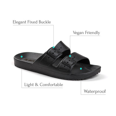 Plaka Genesis 2 Fixed Straps Slides Sandals | Black Star