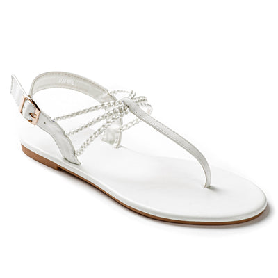 Plaka Rappel Flat Thong Sandals | Pearl White