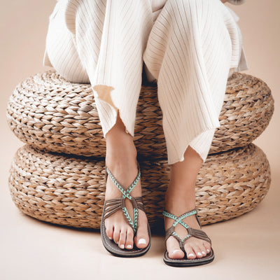 Seashell Summer Sandals for Women | Turquoise-Gray
