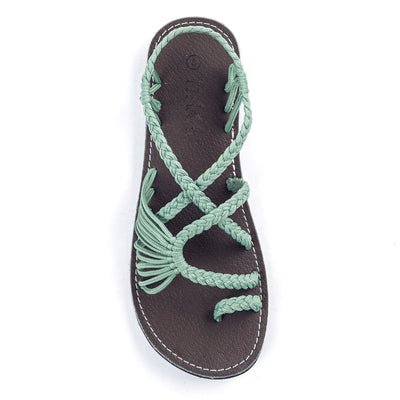 Palm Leaf Flat Women's Sandals | Sage Green