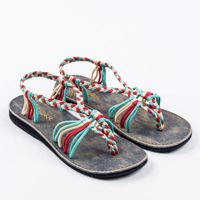 Seashell Summer Sandals for Women | Turquoise-Red-Off white