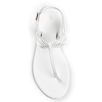 Plaka Rappel Flat Thong Sandals | Pearl White