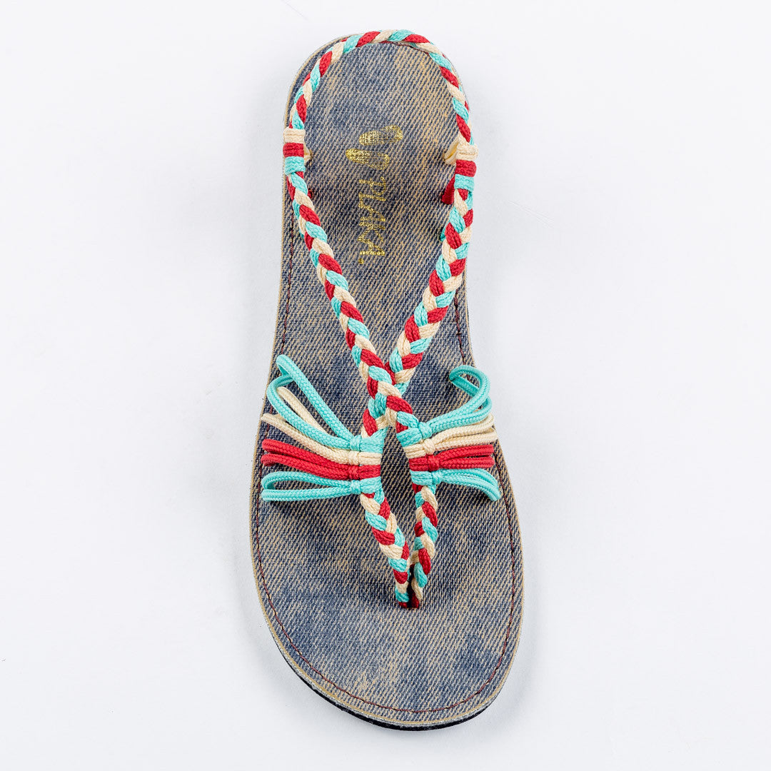 Seashell Summer Sandals for Women | Turquoise-Red-Off white