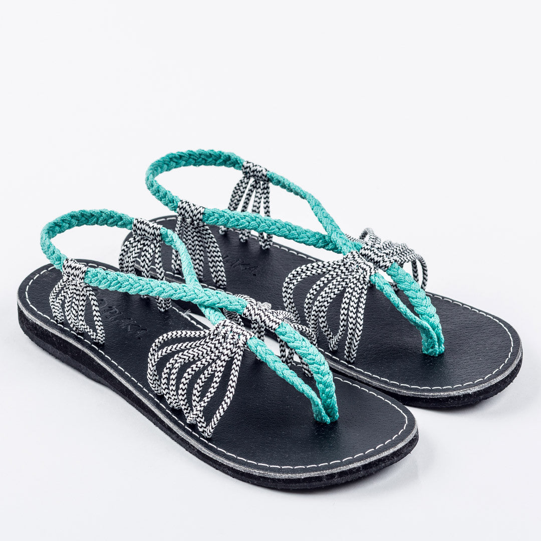 Seashell Summer Sandals for Women | Turquoise-Zebra
