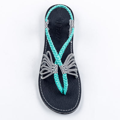Seashell Summer Sandals for Women | Turquoise-Zebra