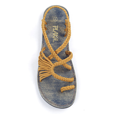 Palm Leaf Flat Women's Sandals | Sand-Yellow