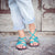 Palm Leaf Flat Women's Sandals | Teal