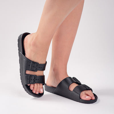 Plaka Genesis 2 Fixed Straps Slides Sandals | Black Star