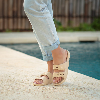 Plaka Genesis 2 Fixed Straps Slides Sandals | Natural Women
